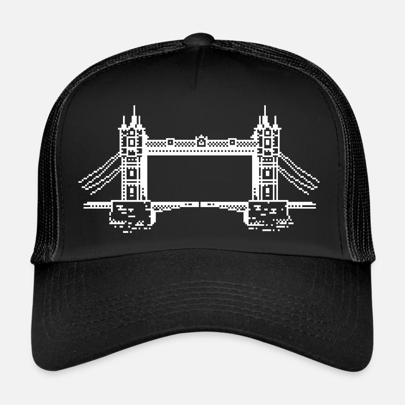 Pont de la tour Pixel 1 bit - Casquette trucker  - noir/noir