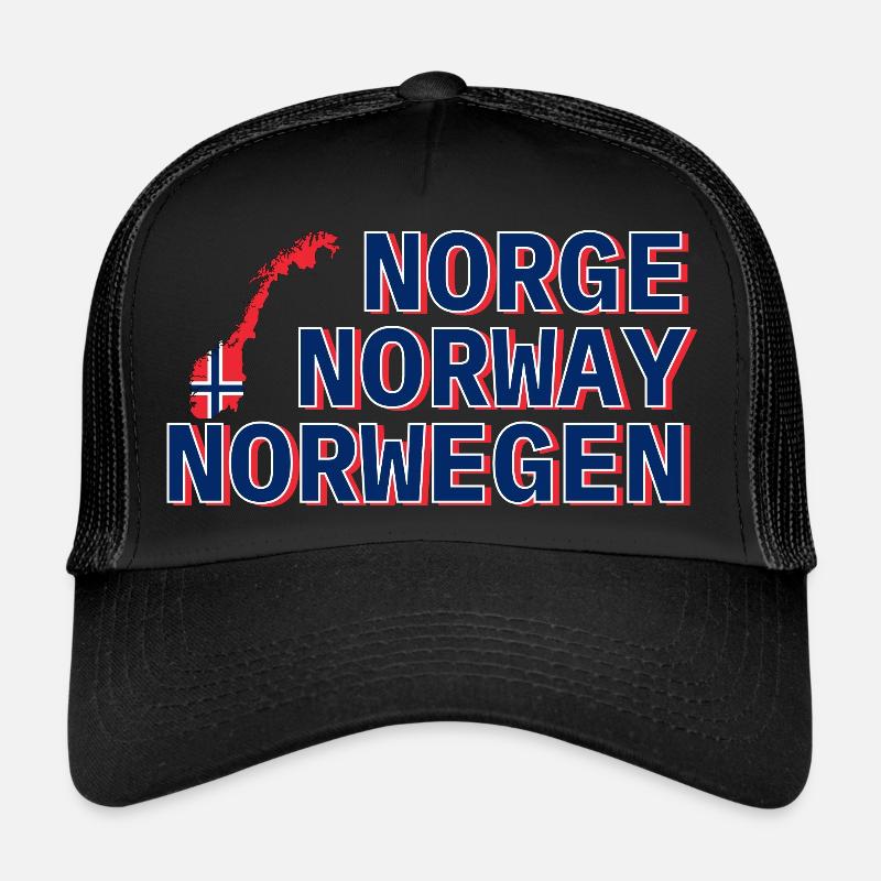 Norway with 3 lettering in 3 languages - Trucker Cap - black/black