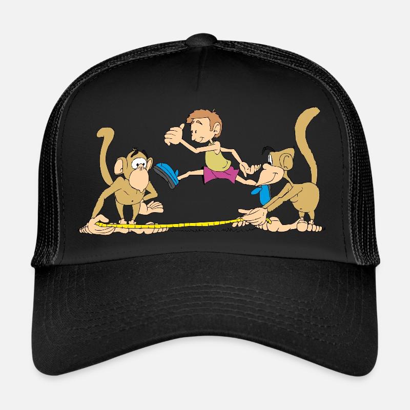 Singes dans la compétition athlétique - Casquette trucker  - noir/noir