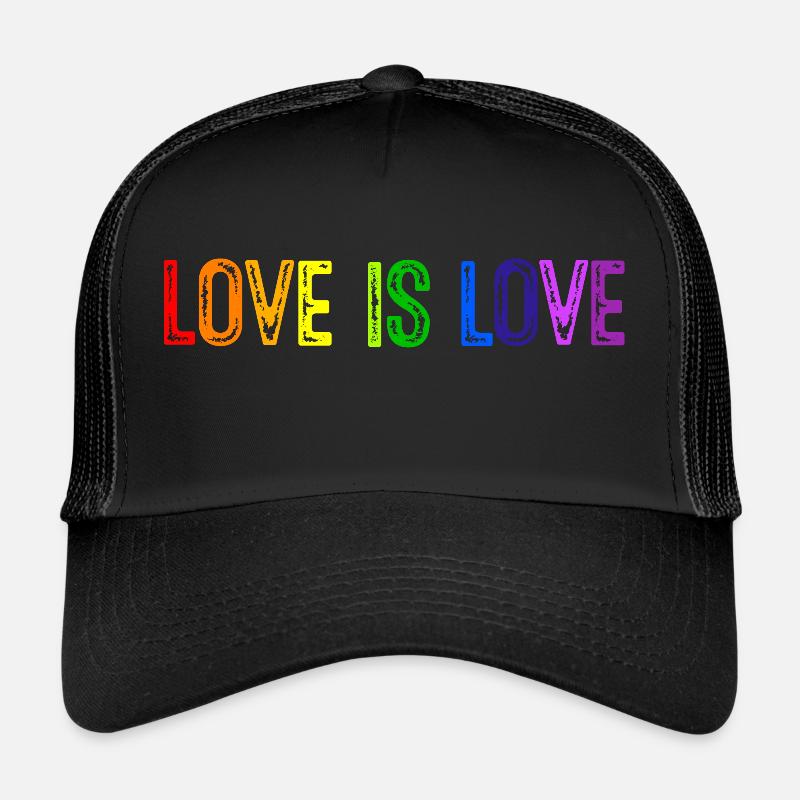 Love is Love Regenbogenfarben - Trucker Cap - Schwarz/Schwarz