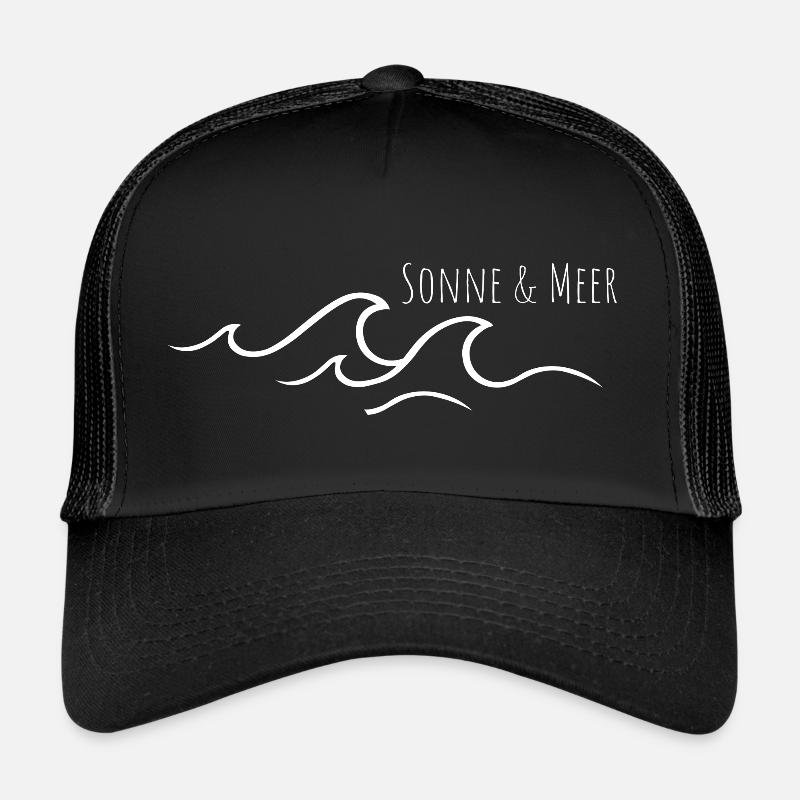 Sonne und Meer - Maritimes Design - Trucker Cap - Schwarz/Schwarz