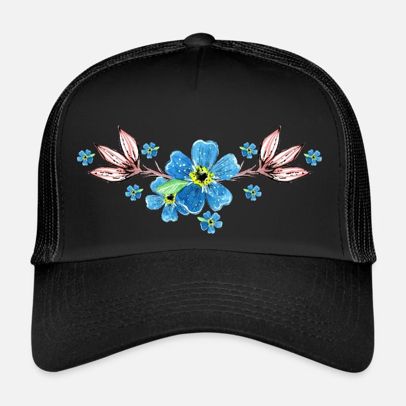 Blumen - Trucker Cap - Schwarz/Schwarz