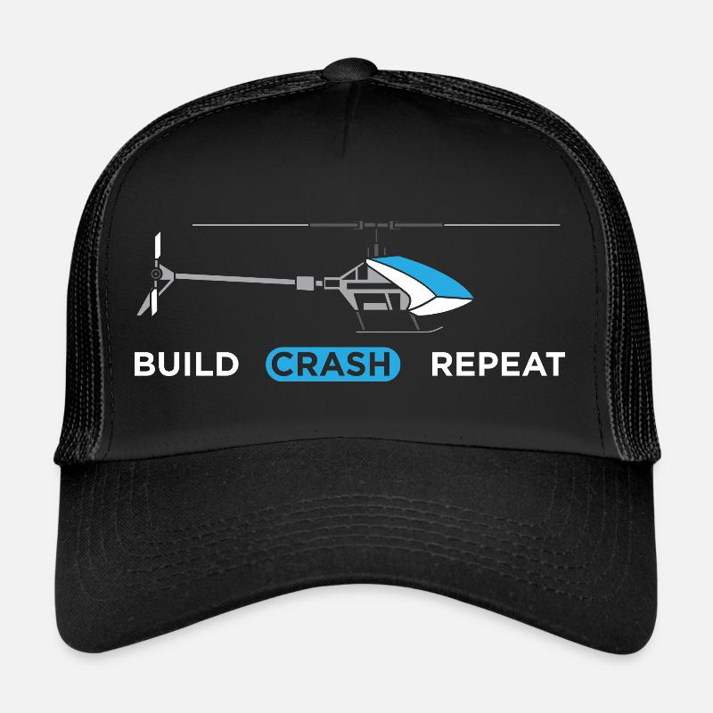 RC Helicopter Hélicoptère Modèle modèle Crash Pilot - Casquette trucker  - noir/noir