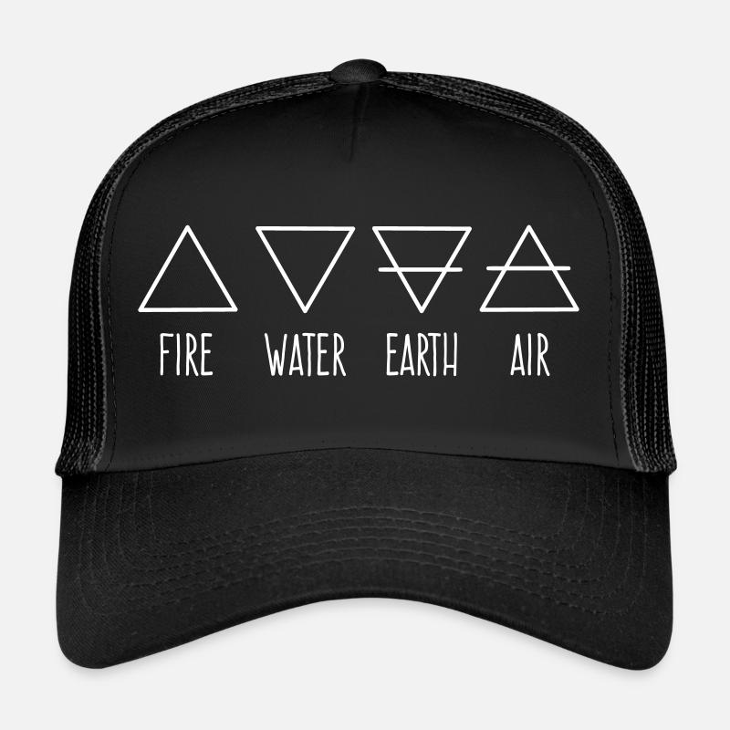 4 Elemente - Farbwechsel möglich - Trucker Cap - Schwarz/Schwarz