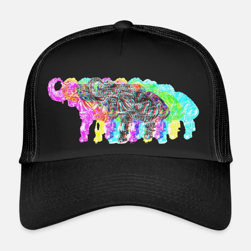 Edelfant Elefant PopArt - Trucker Cap - Schwarz/Schwarz