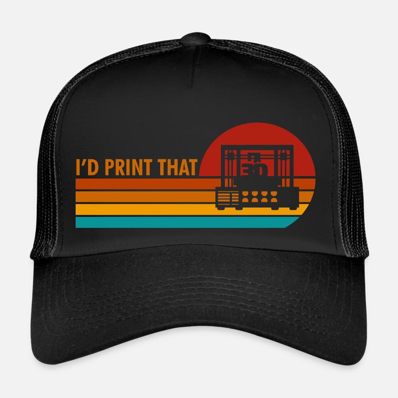 3D Printing Computer Aided Design - Trucker Cap - Schwarz/Schwarz