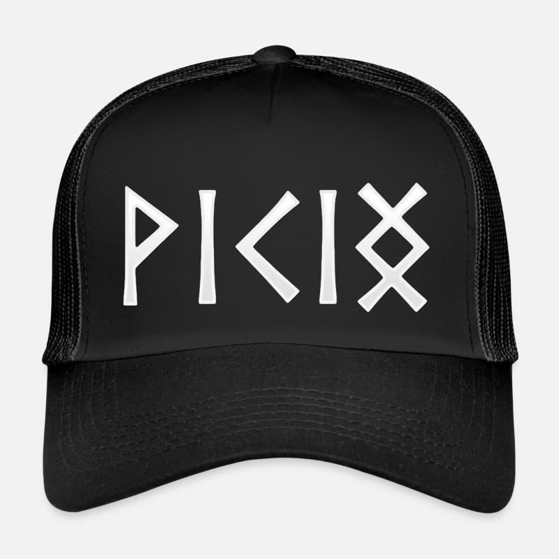 Viking - in Runenschrift - Trucker Cap - Schwarz/Schwarz