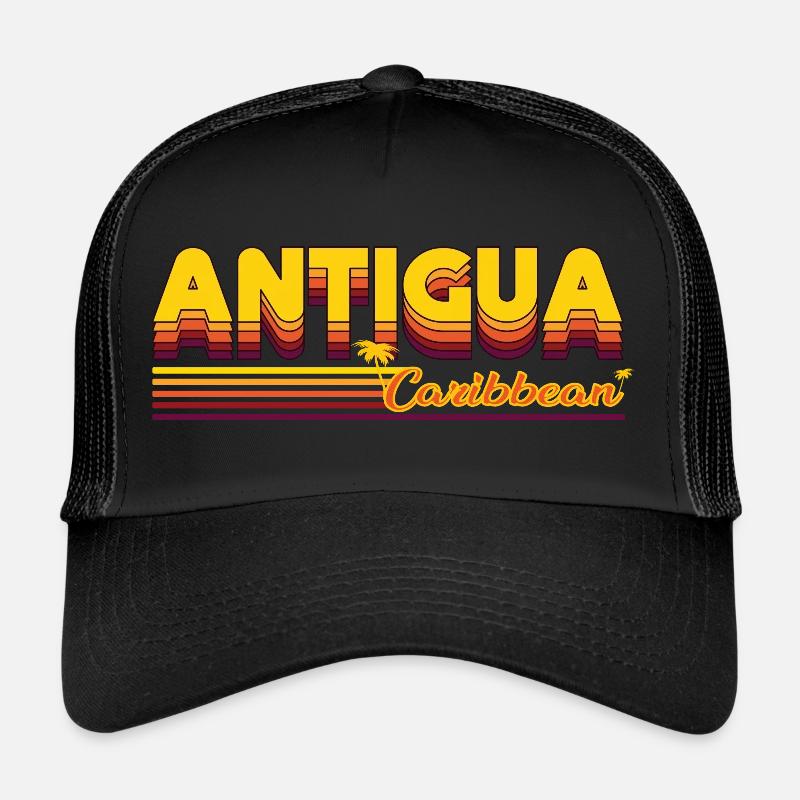 Antigua - Die Perle der Karibik - Urlaubs Design - Trucker Cap - Schwarz/Schwarz
