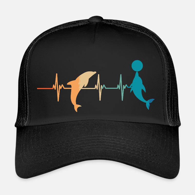 Delphin-Herzschlag - Trucker Cap - Schwarz/Schwarz