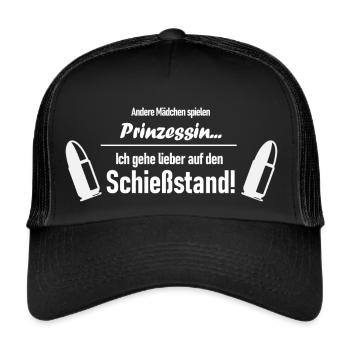 Prinzessin? Schießstand! - Trucker Cap - Schwarz/Schwarz - Vorne