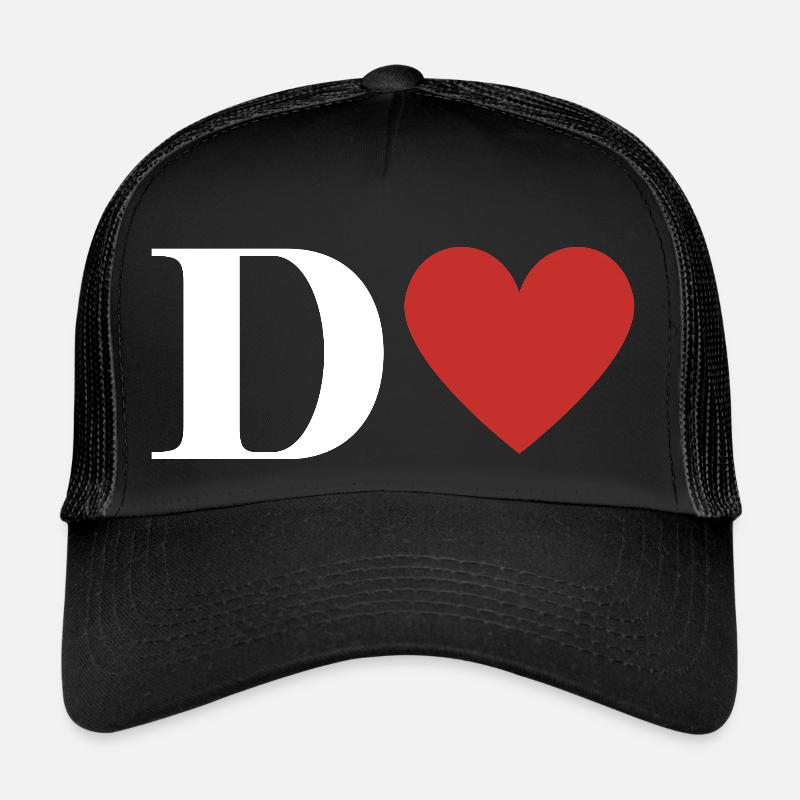 Roter Herz-Buchstabe Trucker Cap