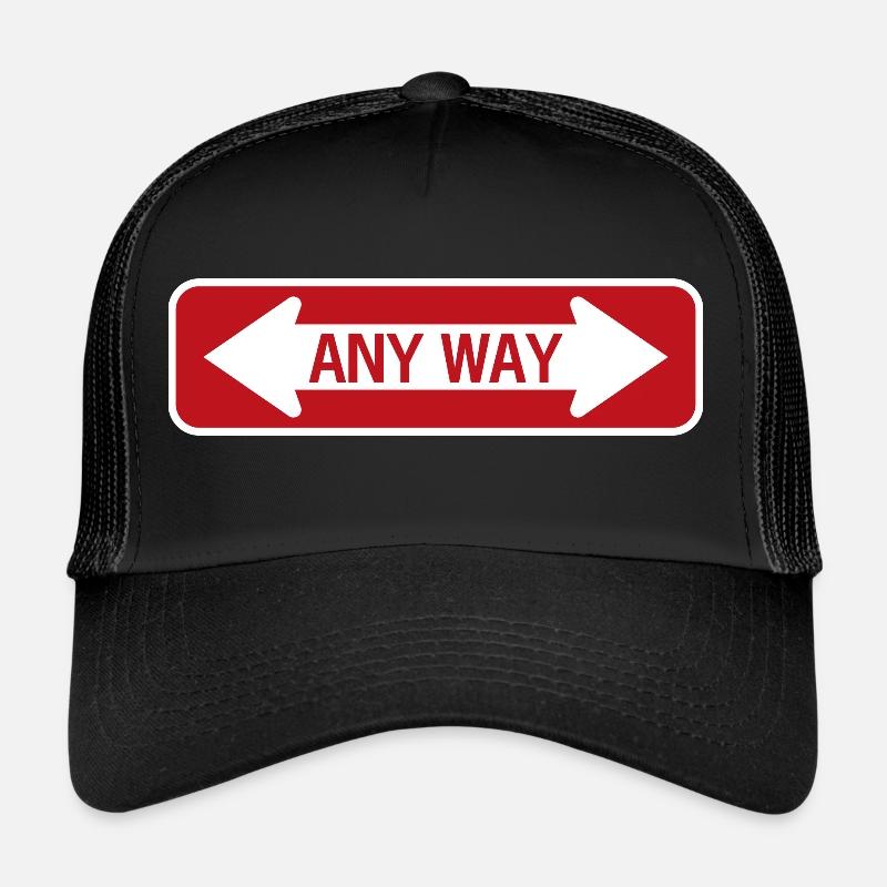 Straßenschild in irgendeiner Weise rot - Trucker Cap - Schwarz/Schwarz