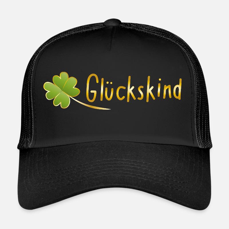 Glücksklee Glückskind - Trucker Cap - Schwarz/Schwarz