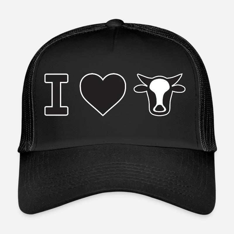 Ich liebe Kühe - Kuh - Trucker Cap - Schwarz/Schwarz