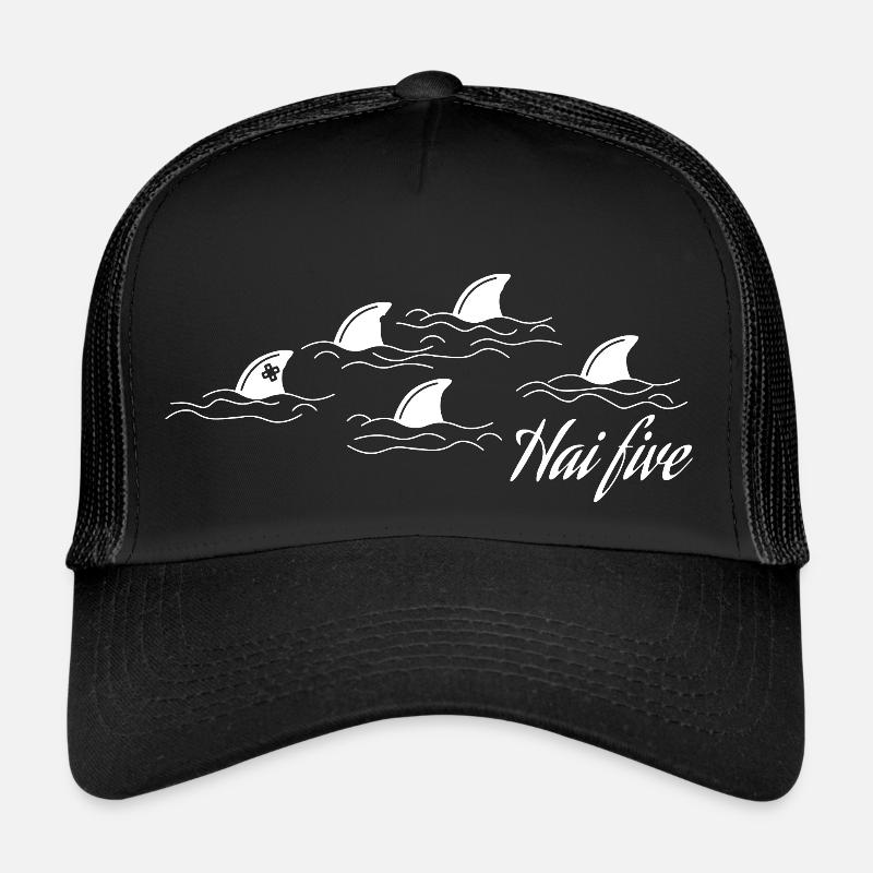 Hai Five - Haifisch Geschenk - Trucker Cap - Schwarz/Schwarz