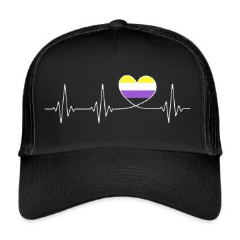 Non Binary Heartbeat Non Binary Pride Month CSD - Trucker Cap - black/black - Front