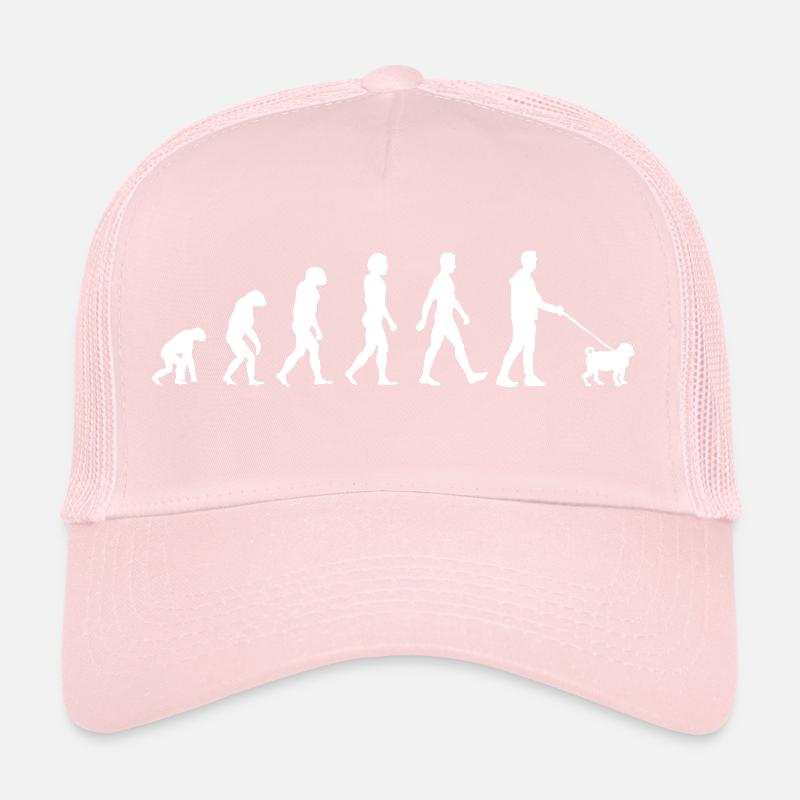Pug Evolution Pug Dog Owner Trucker Cap