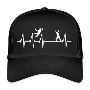 Handball Game Heartbeat Handball Goalkeeper Player - Trucker Cap - black/black - Front
