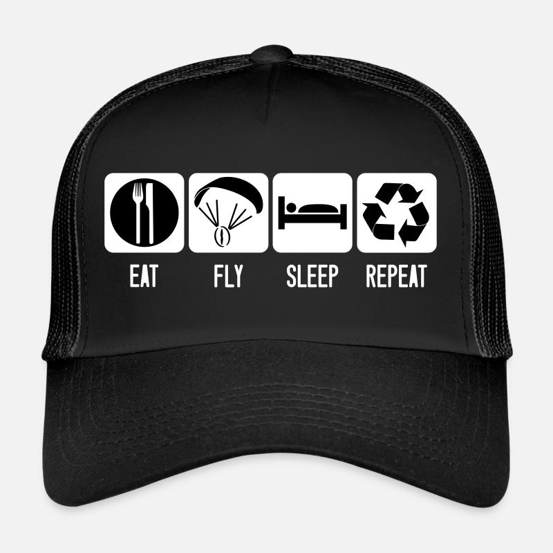 Paramoteur Manger Fly Sleep Répéter Paramoteur Noir Casquette trucker 