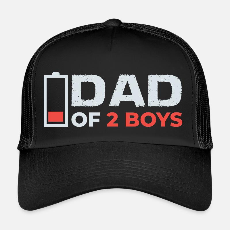 Papa von 2 Söhnen Vatertag Vater Sohn Partnerlook - Trucker Cap - Schwarz/Schwarz