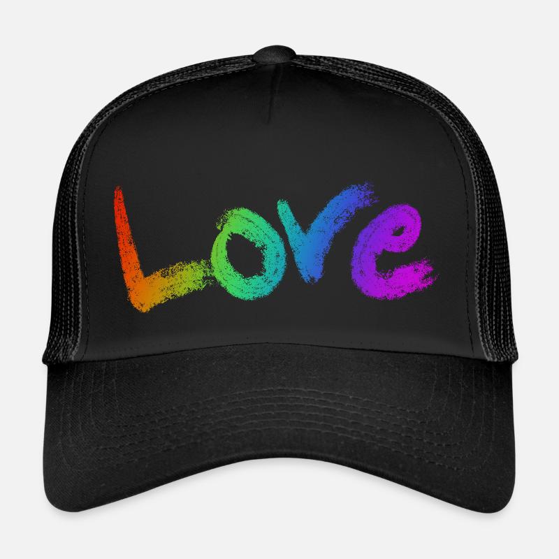 Love Text Rainbow Trucker Cap