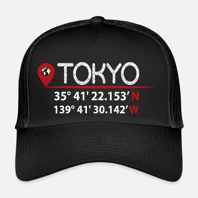 GPS coordinates of TOKYO - Trucker Cap - black/black