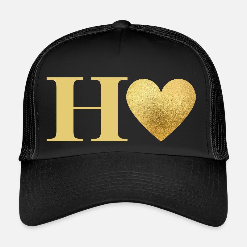 Buchstabe h goldenes Herz Trucker Cap