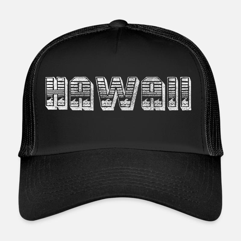 Hawaii Retro - Trucker Cap - Schwarz/Schwarz