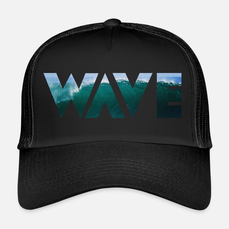 Wave - Welle - Trucker Cap - Schwarz/Schwarz