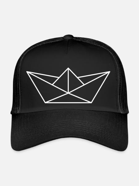 paper boat - Trucker Cap - black/black - Front