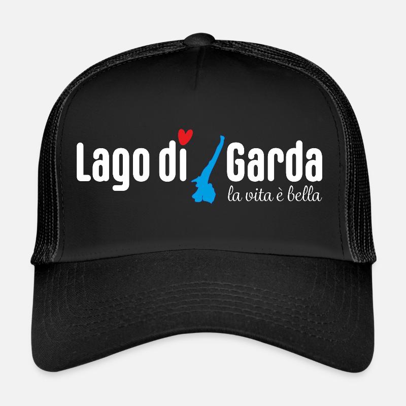 Gardasee (white) - Trucker Cap - Schwarz/Schwarz