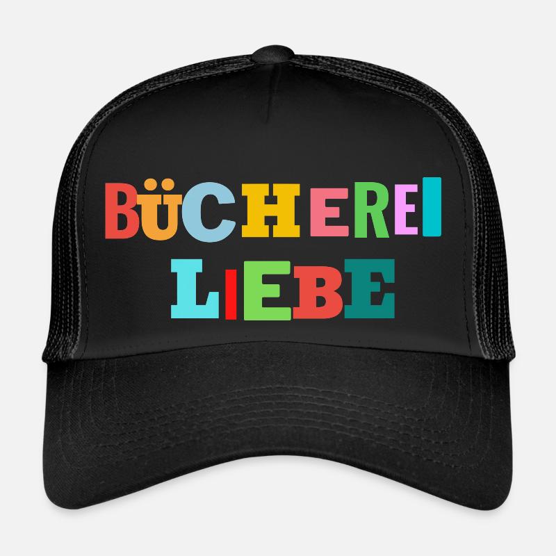 Bücherei Liebe - Trucker Cap - Schwarz/Schwarz