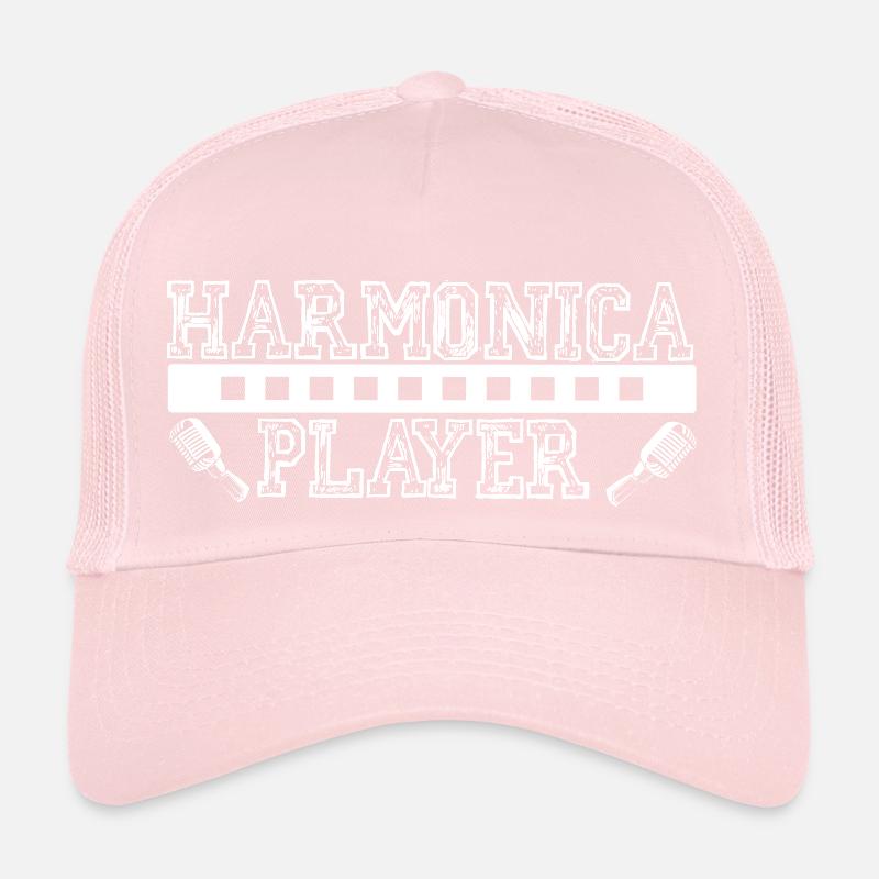 Harmonica player blanc pour harmoniciste Casquette trucker 