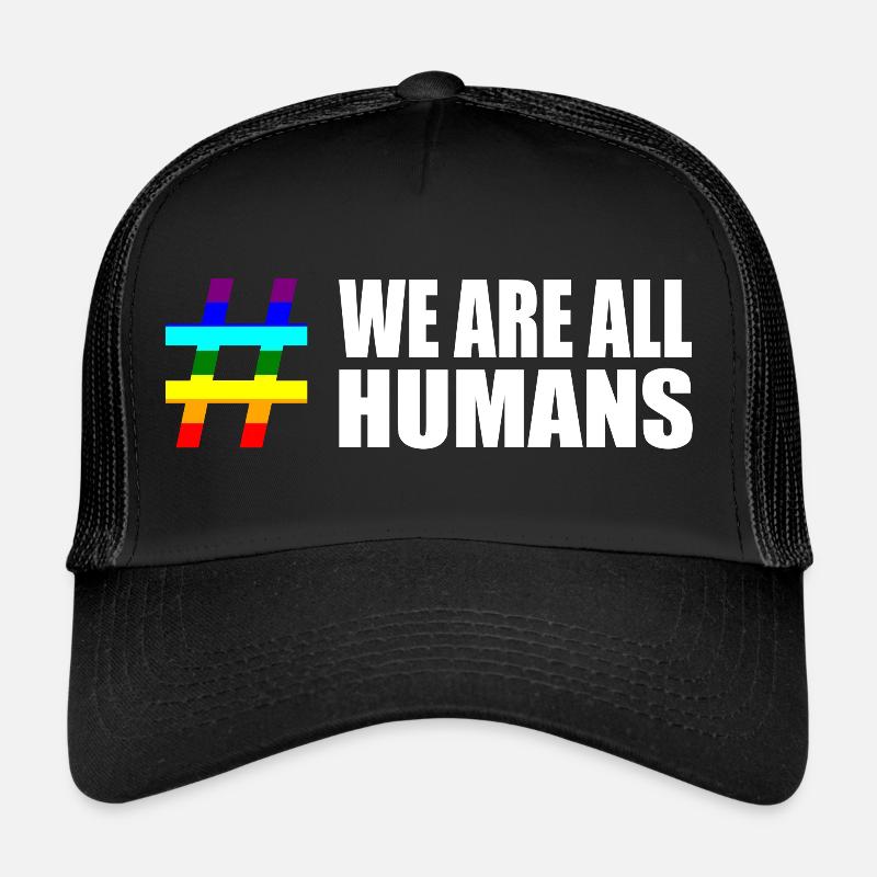 Menschenrechte Vielfalt Spruch Sprüche Regenbogen - Trucker Cap - Schwarz/Schwarz