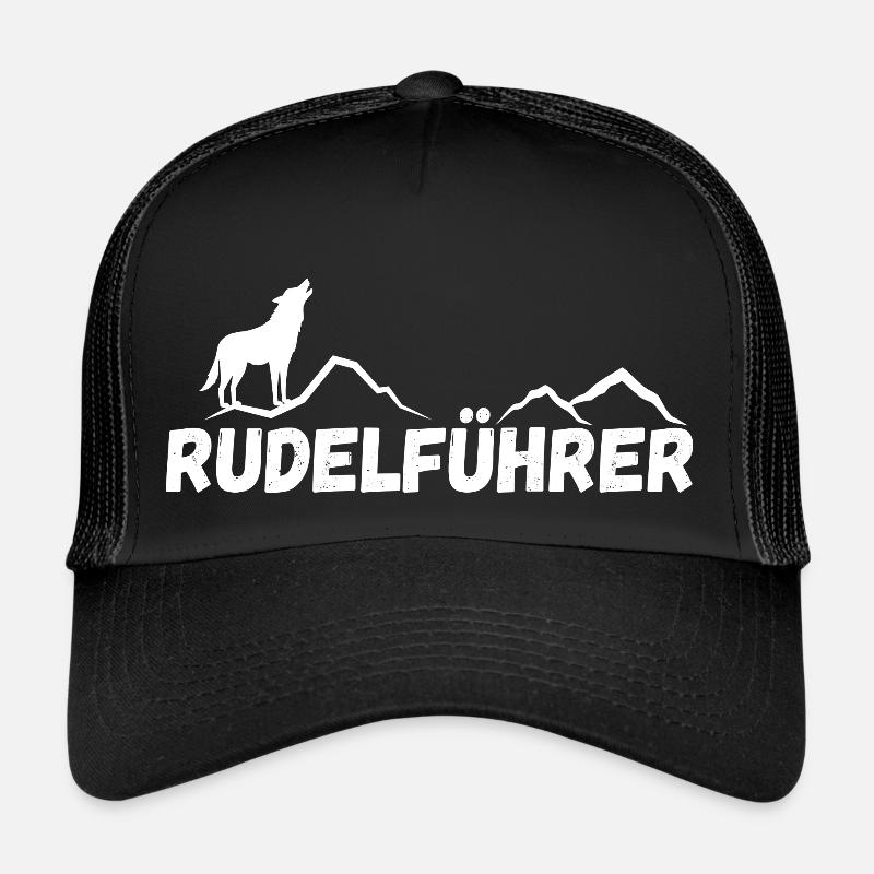 Rudelführer Papa Wolf Geschenk - Trucker Cap - Schwarz/Schwarz