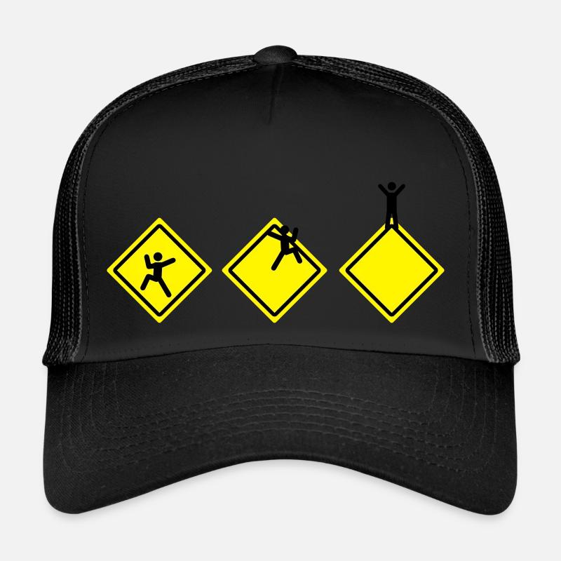 Klettern Straßenschild - Trucker Cap - Schwarz/Schwarz