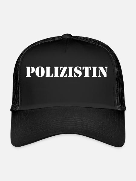 Polizistin Offizier Polizei Sicherheit Geschenk - Trucker Cap - Schwarz/Schwarz