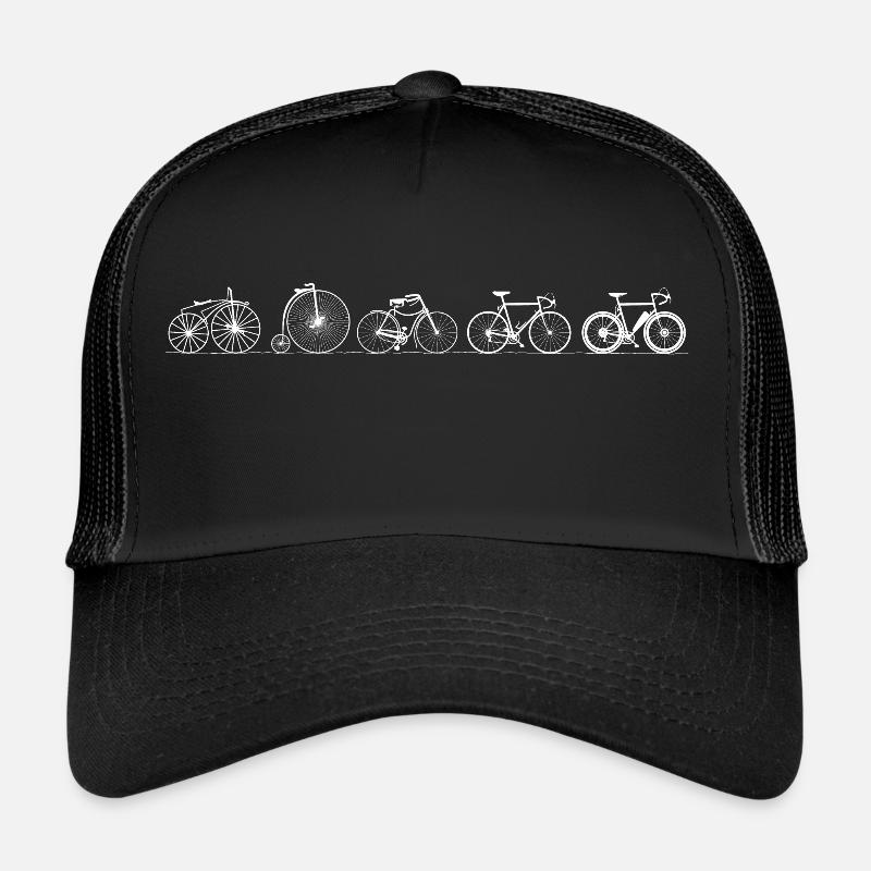 Evolution Fahrrad - alt - Geschichte - Erfindung - Trucker Cap - Schwarz/Schwarz