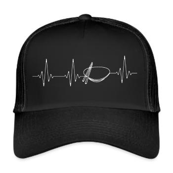 Asian Food Heartbeat Japanese Chinese - Trucker Cap - black/black - Front