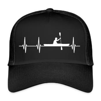 Kajak Puls Herzschlag EKG - Trucker Cap - Schwarz/Schwarz - Vorne