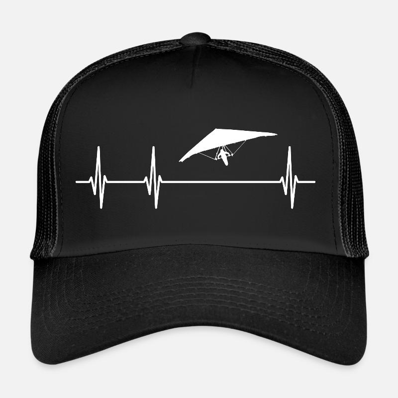 Hang Glider Hang Gliding Heartbeat Pulse - Trucker Cap - black/black