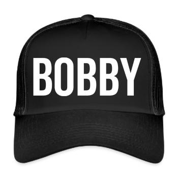 Bobby Custom Name Font Text Birthday - Trucker Cap - black/black - Front