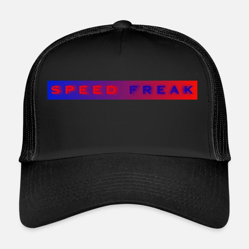 Speed Freak mit blau roter Hintergrund - Trucker Cap - Schwarz/Schwarz