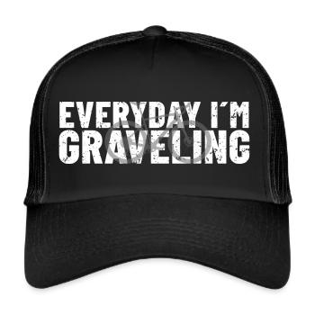 Everyday i´m graveling - Gravelbike - Trucker Cap - Schwarz/Schwarz - Vorne