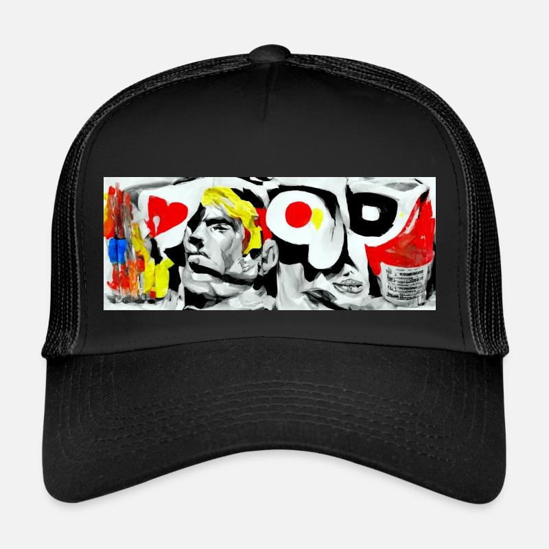 POP 80 ans de style - un must have - Casquette trucker  - noir/noir