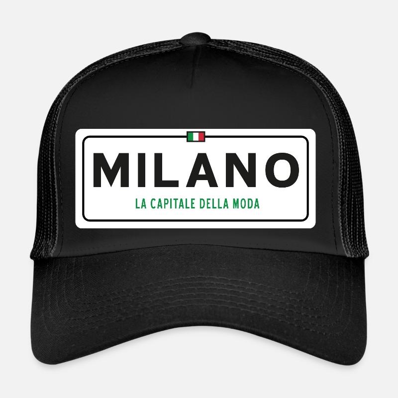 Ortsschild von Mailand - Trucker Cap - Schwarz/Schwarz