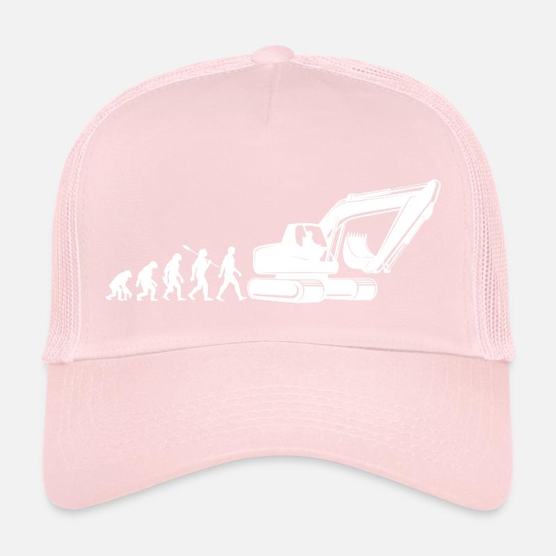 Evolution - driving an excavator - construction site, construction worker Trucker Cap