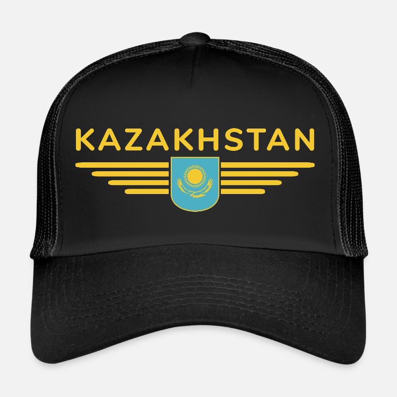 Kasachstan Design – Steppe und Tradition - Trucker Cap - Schwarz/Schwarz