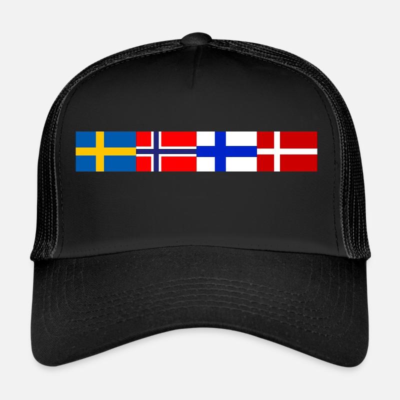 Scandinavian flags close together Trucker Cap
