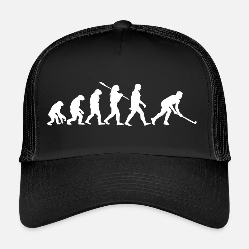Hockey Evolution Hockeyspieler Geschenk Mann Frau - Trucker Cap - Schwarz/Schwarz